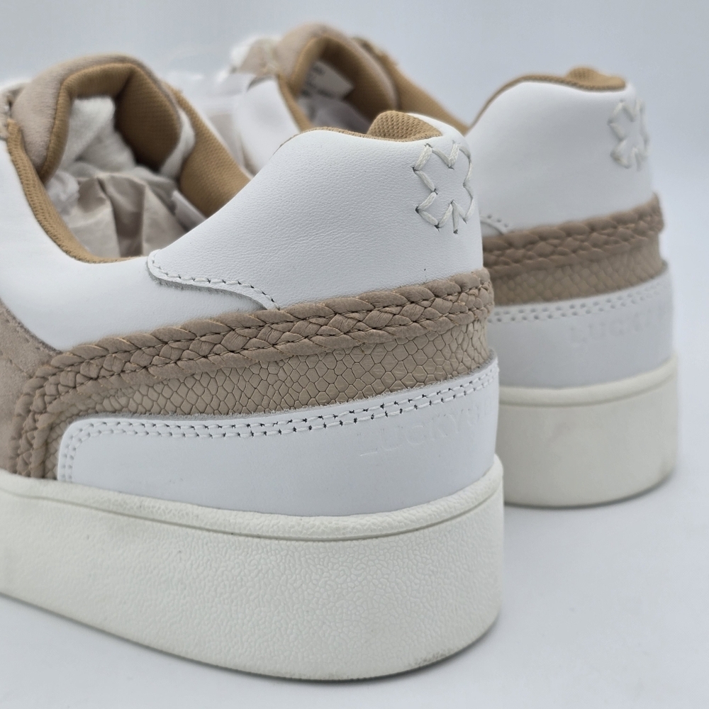 NWOT Lucky Brand Halinna Lace-Up Sneakers, White/Tan, Women's 11M - Picture 6 of 16